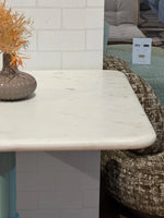 Beacon White Banswara Marble Restaurant Table with Metal Legs - Large thumbnail 4