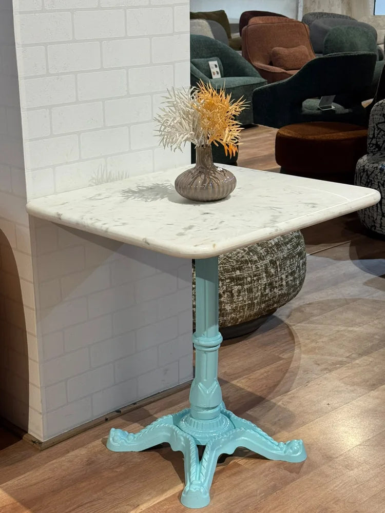 Beacon White Banswara Marble Restaurant Table with Metal Legs - Medium real view 2