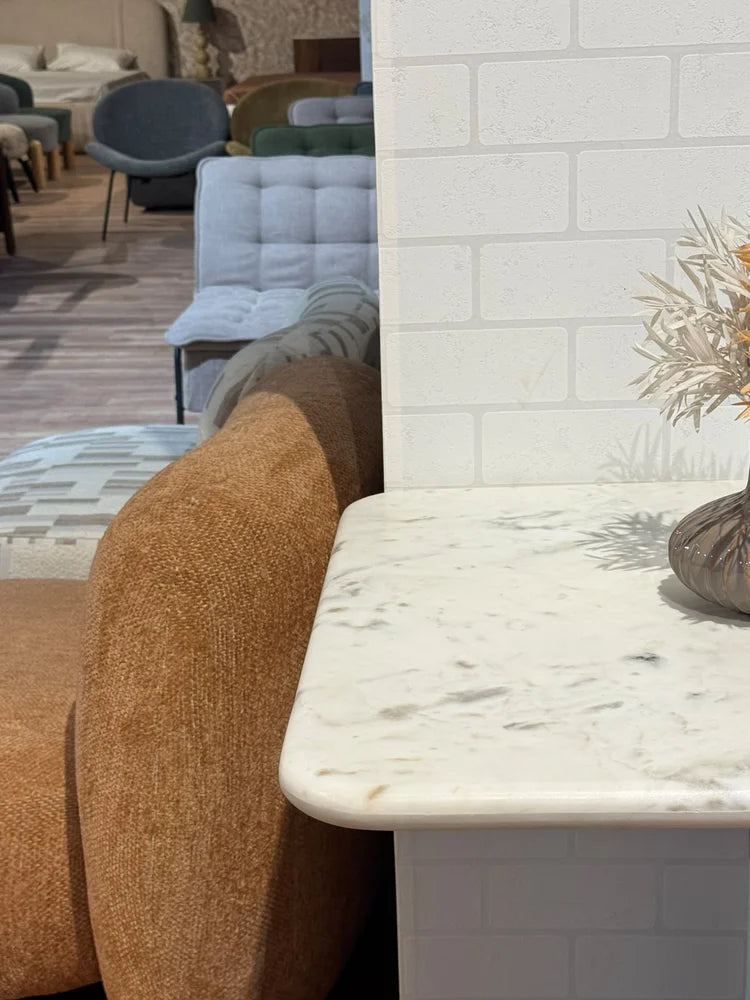 Beacon White Banswara Marble Restaurant Table with Metal Legs - Medium real view 4