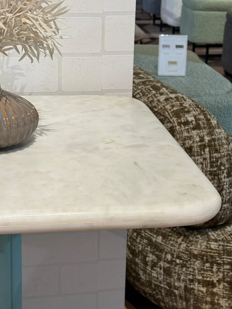 Beacon White Banswara Marble Restaurant Table with Metal Legs - Small real view 5