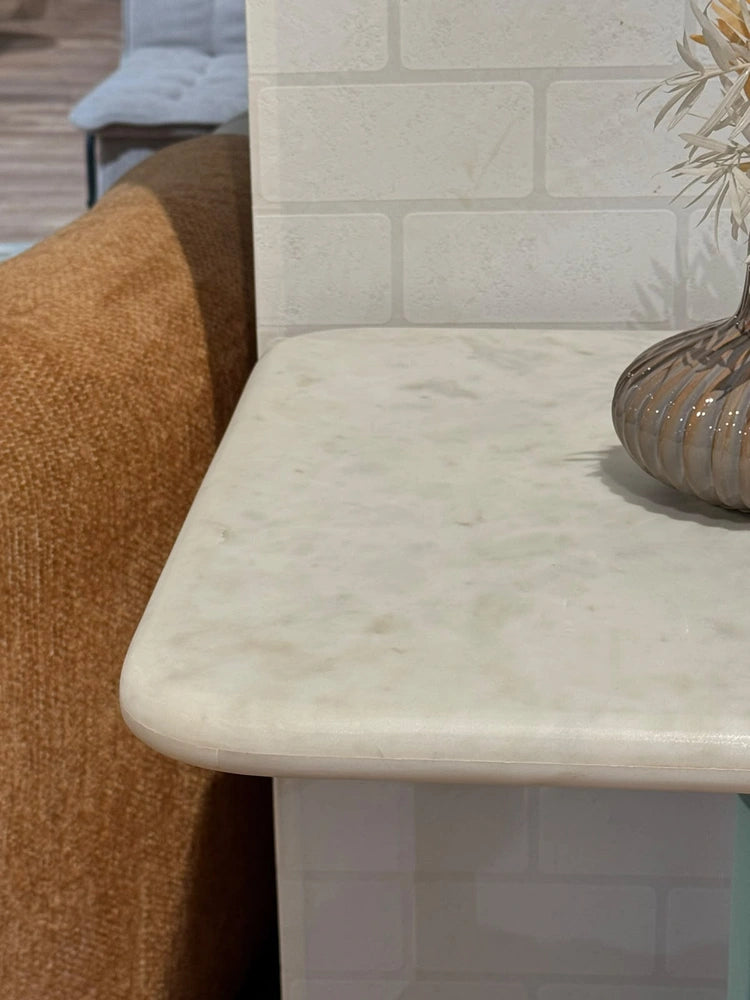 Beacon White Banswara Marble Restaurant Table with Metal Legs - Small real view 6