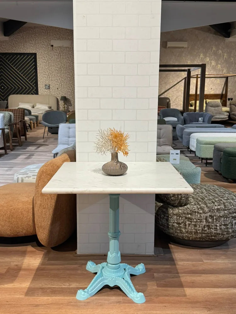 Whitley White Banswara Marble Restaurant Table with Metal Legs - Large real view 1