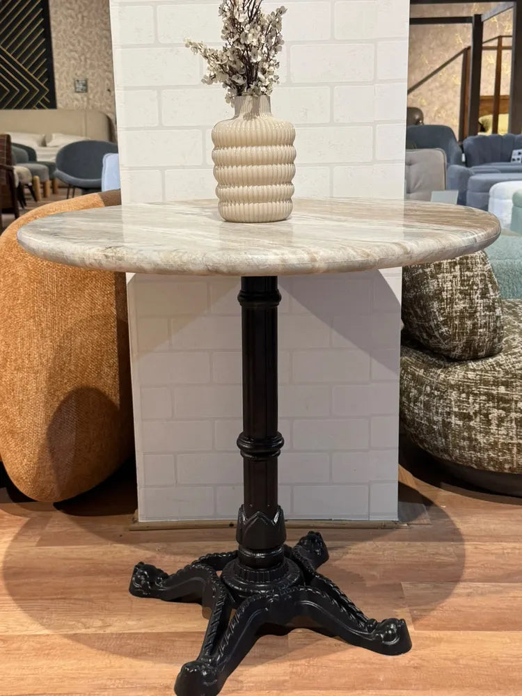 Crestwood Sawar Marble Restaurant Table with Metal Legs - Large real view 1