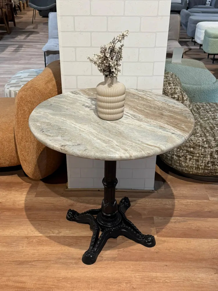 Crestwood Sawar Marble Restaurant Table with Metal Legs - Large real view 2