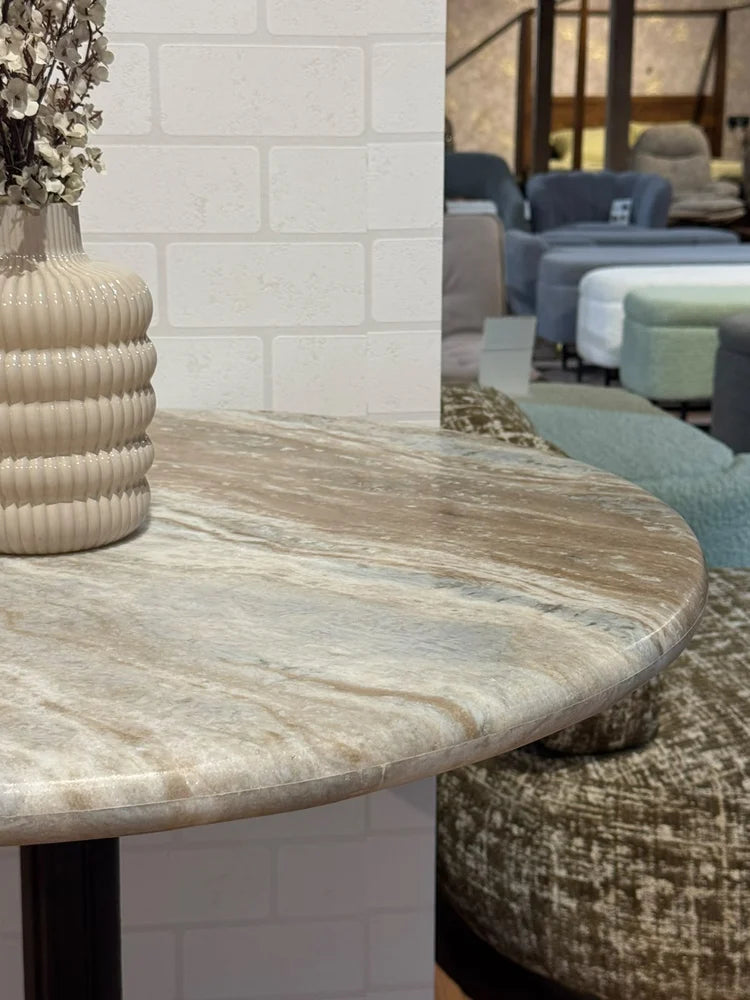 Crestwood Sawar Marble Restaurant Table with Metal Legs - Large real view 4