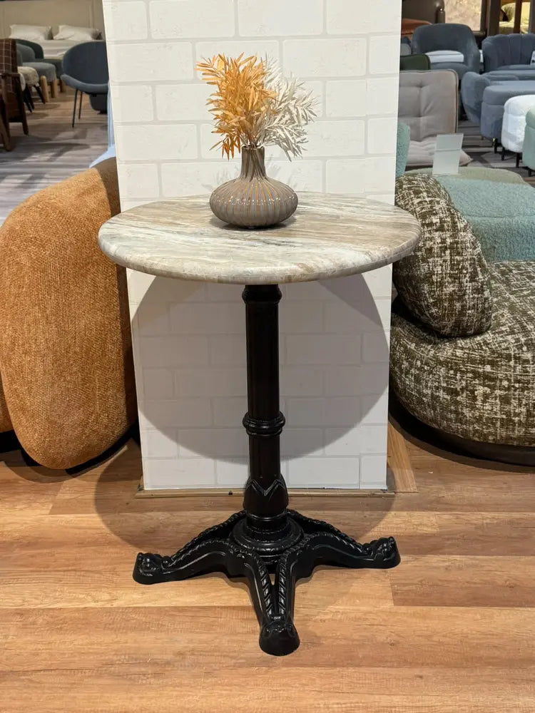 Crestwood Sawar Marble Restaurant Table with Metal Legs - Small real view 1