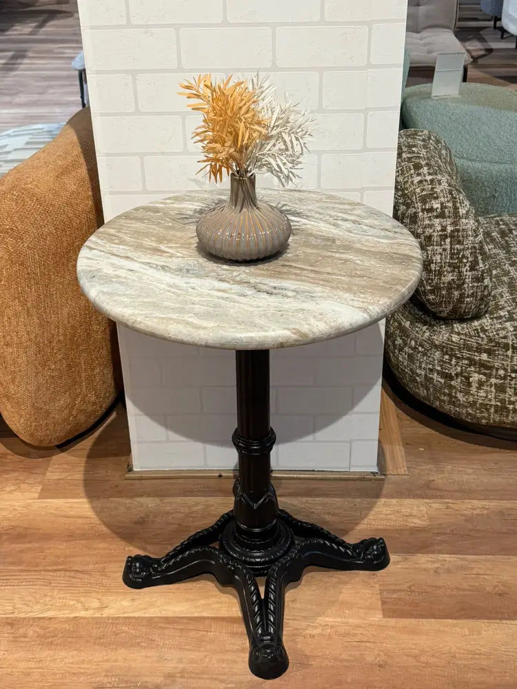 Crestwood Sawar Marble Restaurant Table with Metal Legs - Small real view 2