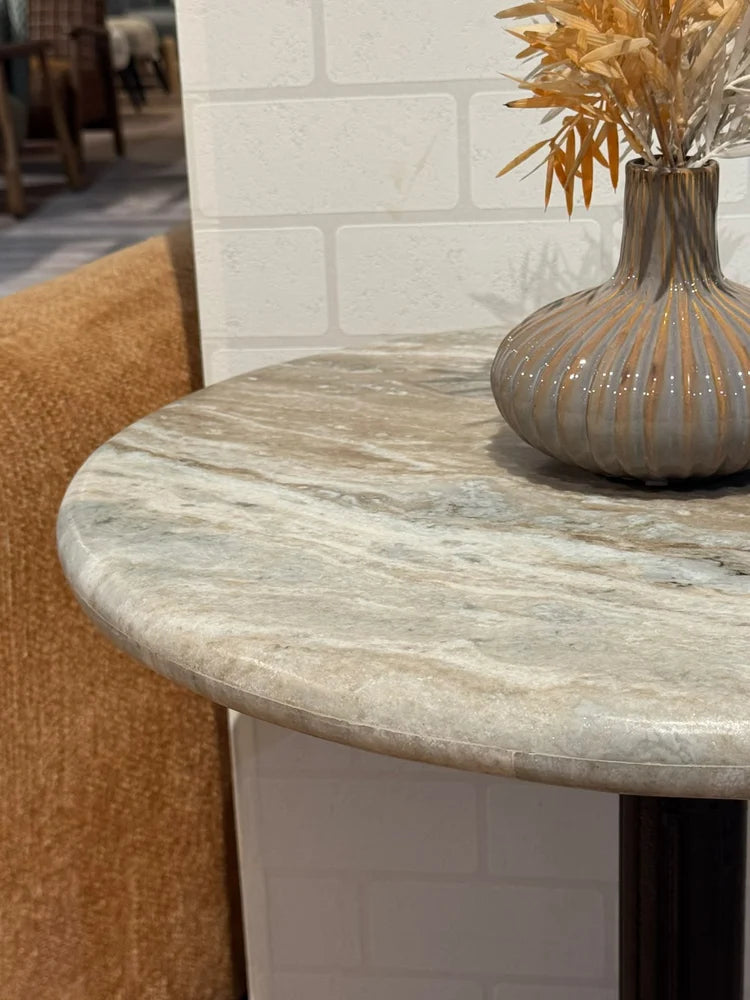 Crestwood Sawar Marble Restaurant Table with Metal Legs - Small real view 3