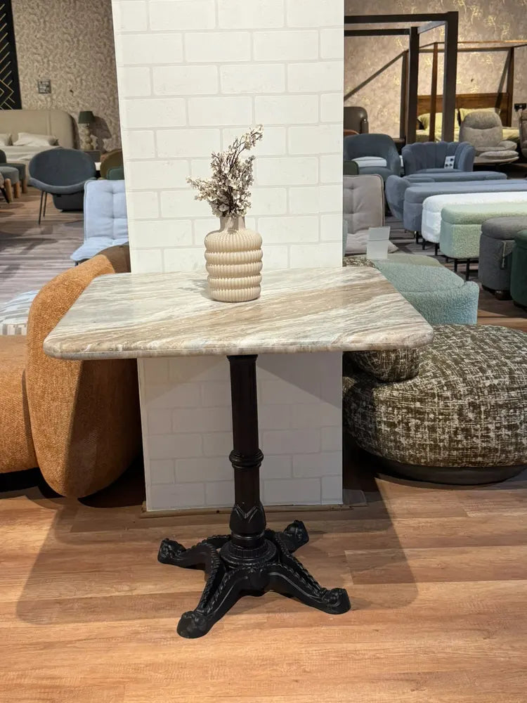 Hartley Sawar Marble Restaurant Table with Metal Legs - Large real view 1