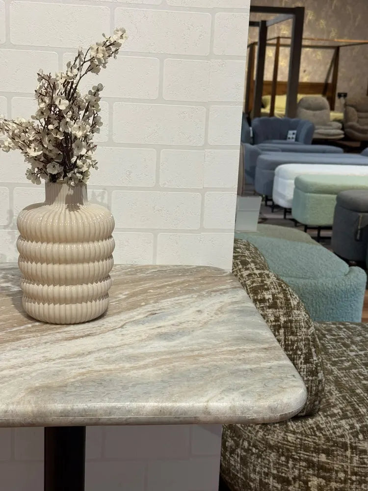 Hartley Sawar Marble Restaurant Table with Metal Legs - Small real view 5