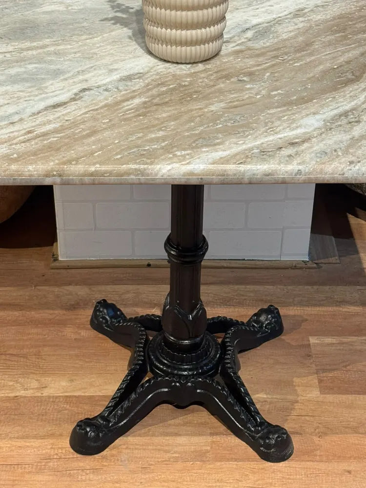 Dalton Sawar Marble Restaurant Table with Metal Legs - Large real view 2