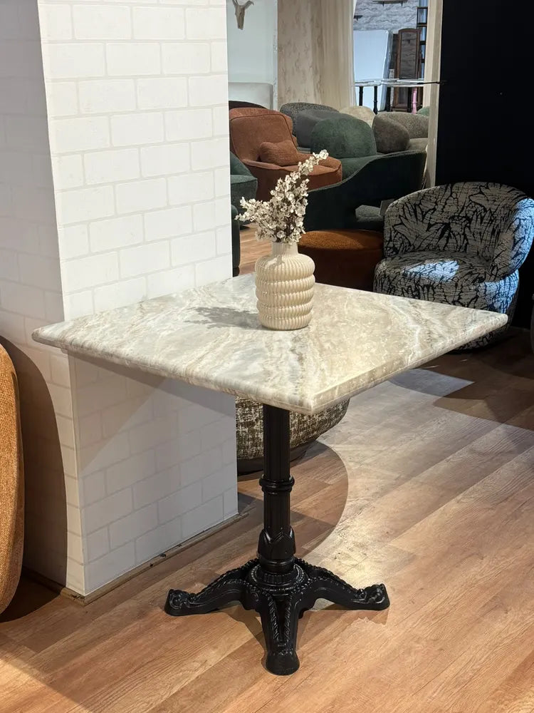 Dalton Sawar Marble Restaurant Table with Metal Legs - Large real view 5