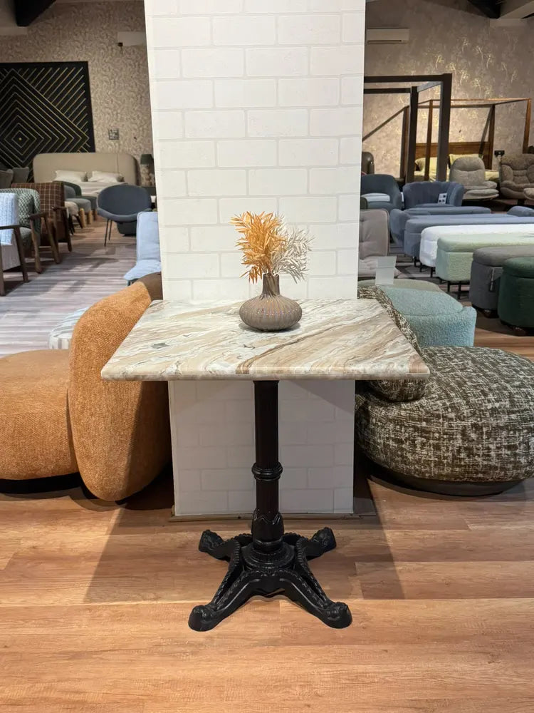 Dalton Sawar Marble Restaurant Table with Metal Legs - Medium real view 2