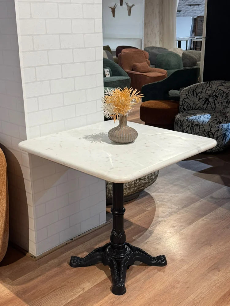 Seabrook White Banswara Marble Restaurant Table with Metal Legs - Large real view 3