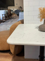 Seabrook White Banswara Marble Restaurant Table with Metal Legs - Large thumbnail 4