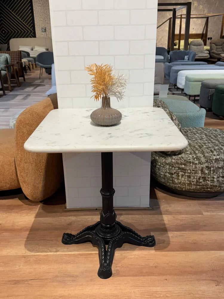 Seabrook White Banswara Marble Restaurant Table with Metal Legs - Medium real view 1