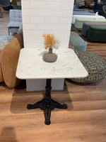 Seabrook White Banswara Marble Restaurant Table with Metal Legs - Medium thumbnail 2