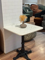 Seabrook White Banswara Marble Restaurant Table with Metal Legs - Medium thumbnail 3
