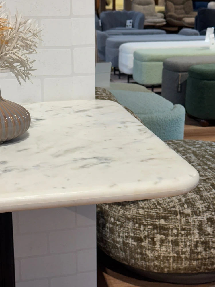 Seabrook White Banswara Marble Restaurant Table with Metal Legs - Medium real view 4