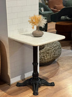 Seabrook White Banswara Marble Restaurant Table with Metal Legs - Small thumbnail 3