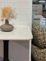 Seabrook White Banswara Marble Restaurant Table with Metal Legs - Small thumbnail 5