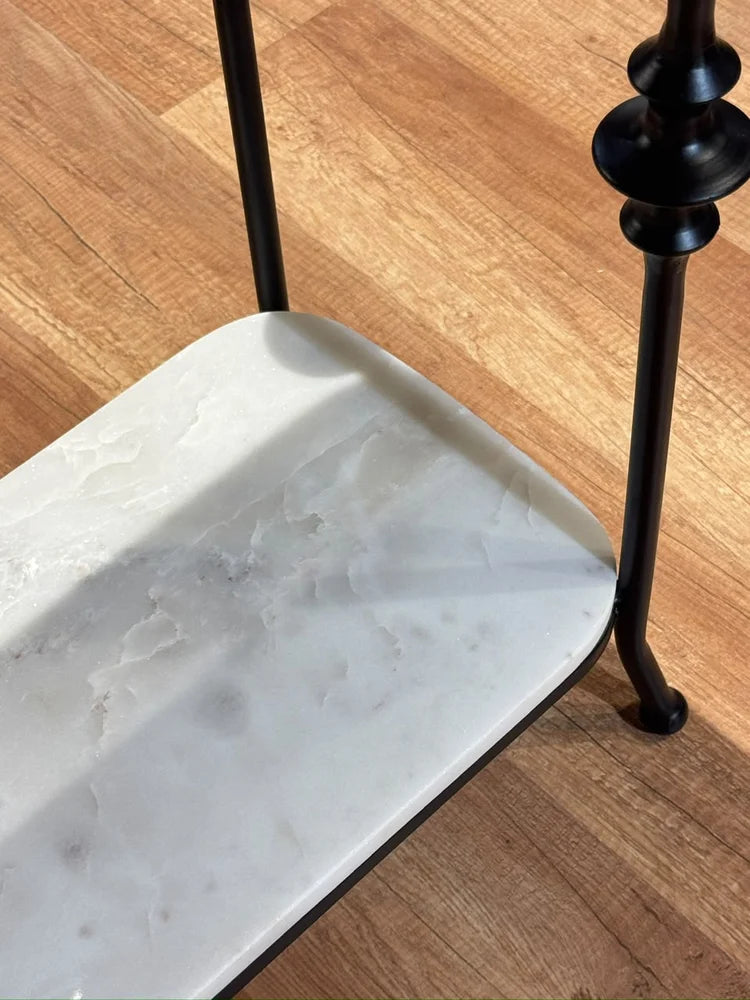 Hugo 2-Tier Marble Console Table with Metal real view 2