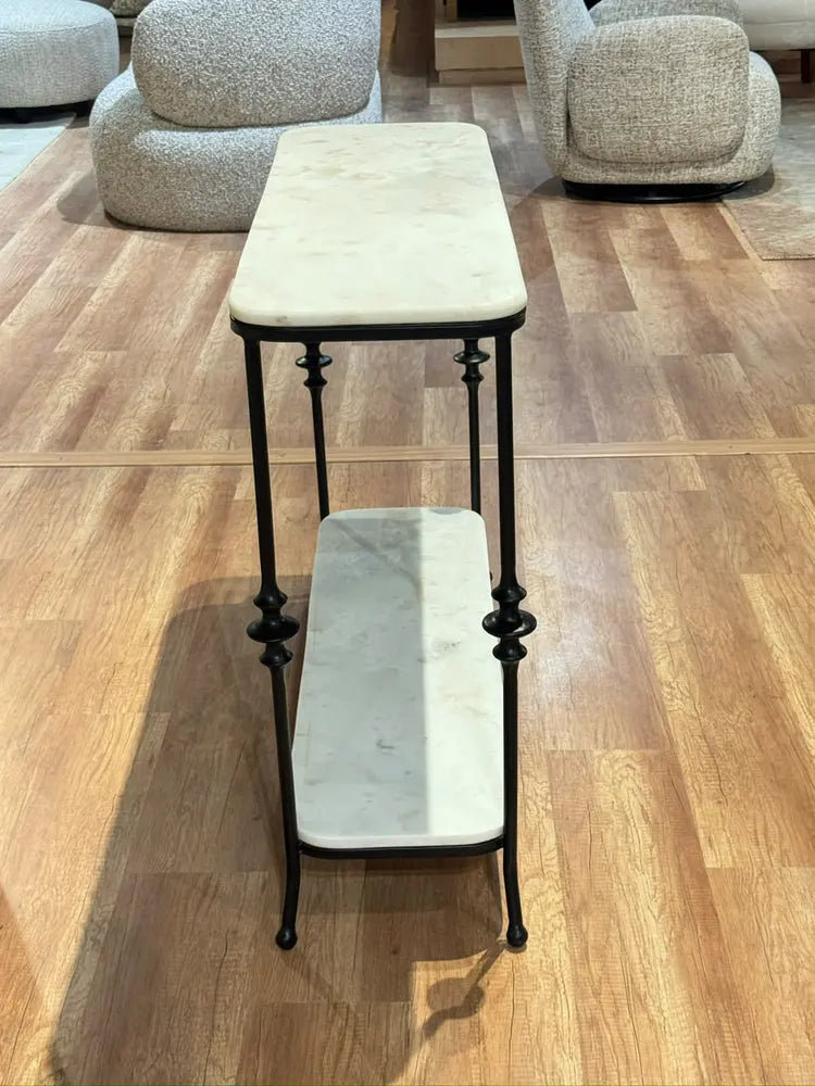 Hugo 2-Tier Marble Console Table with Metal real view 5