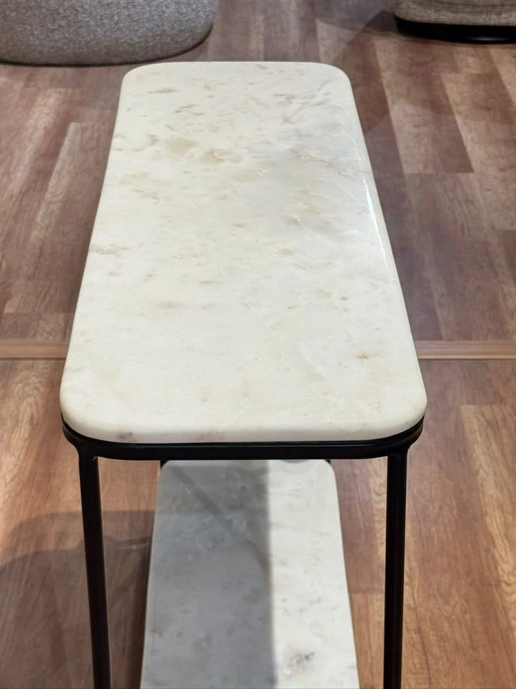 Hugo 2-Tier Marble Console Table with Metal real view 7