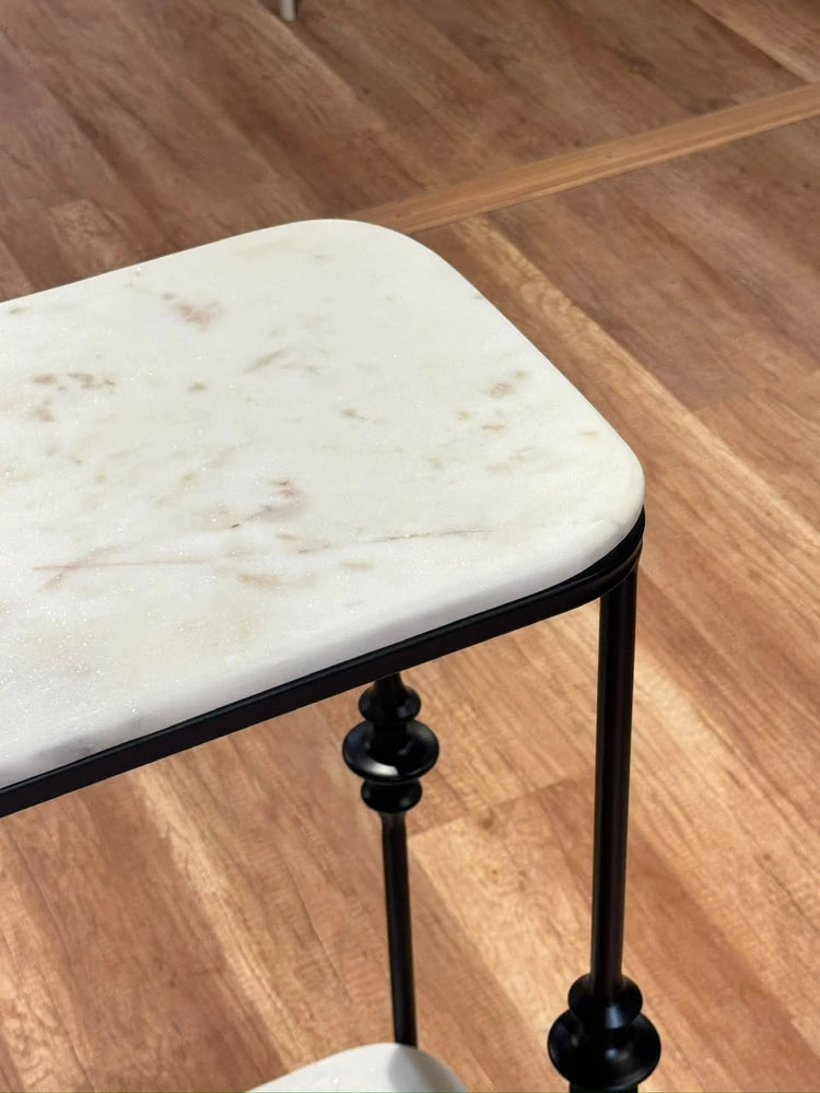 Hugo 2-Tier Marble Console Table with Metal real view 9