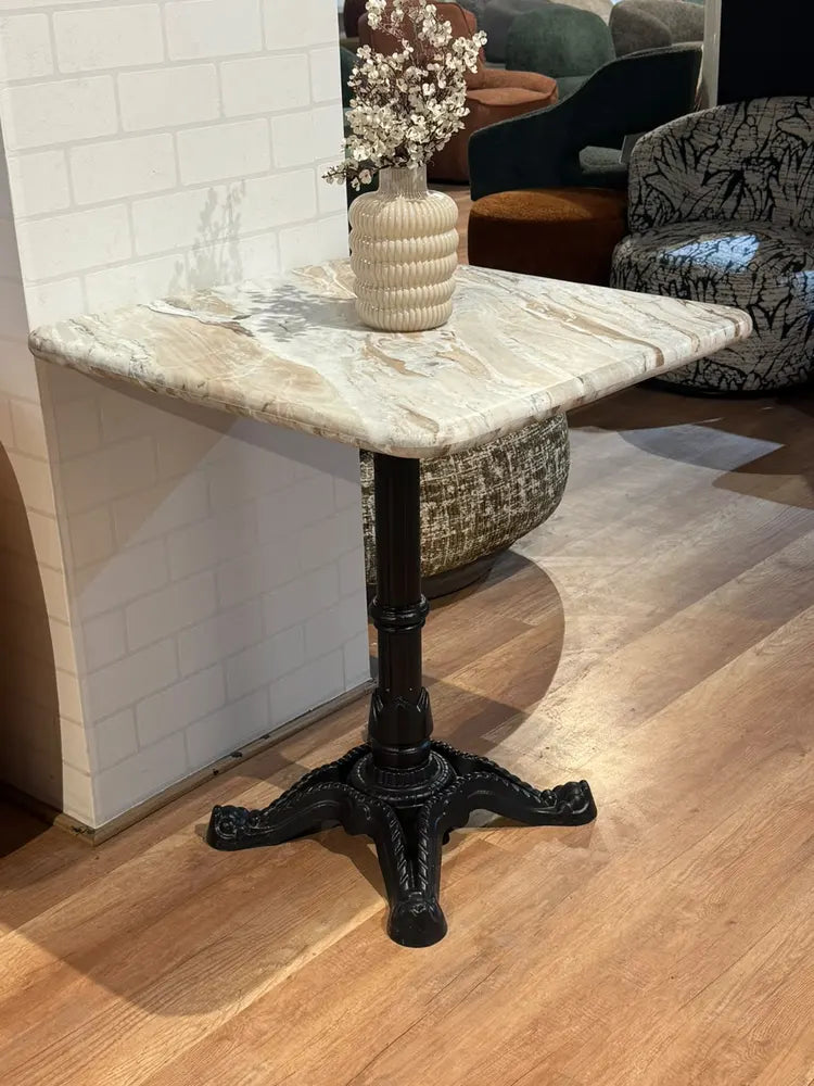 Hartley Sawar Marble Restaurant Table with Metal Legs - Medium real view 4