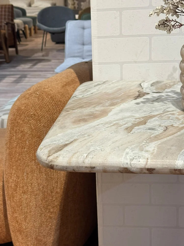 Hartley Sawar Marble Restaurant Table with Metal Legs - Medium real view 6